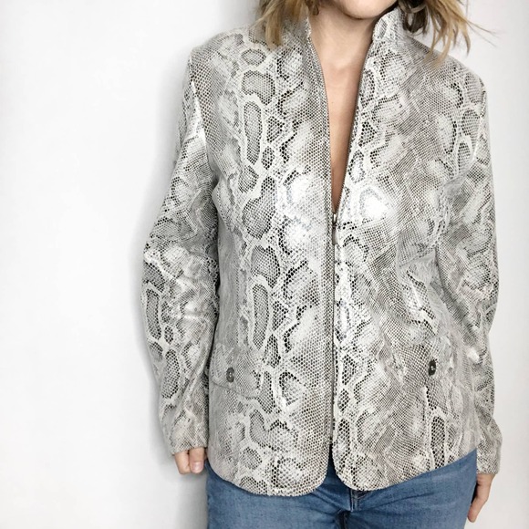 Silver Reptile Print Jacket - Picture 1 of 4